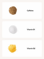 Three different substances labeled 'Caffeine', 'Vitamin B1', and 'Vitamin B2'